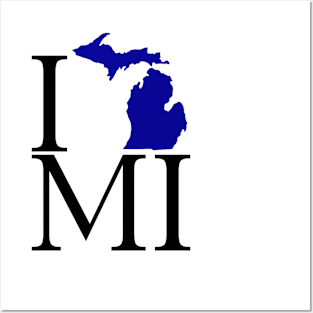 I Love Michigan - Blue Posters and Art